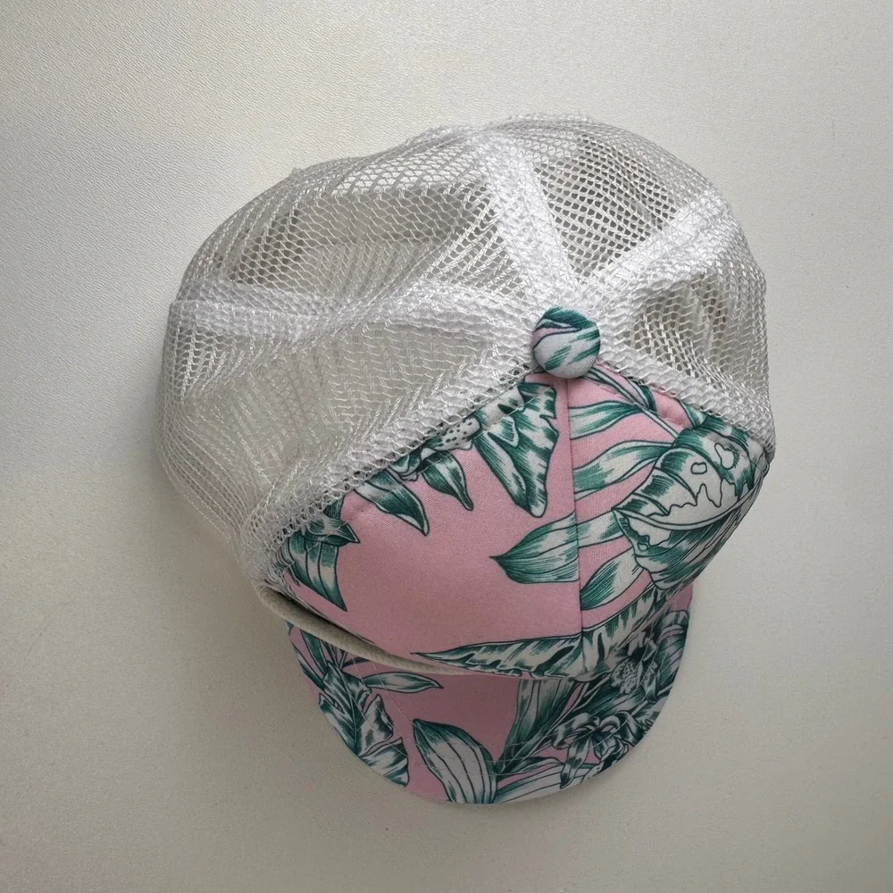 MILLYMOOK Girls Pink Tropical Leaf Print Trucker Hat Mesh‎ Back Adjustable